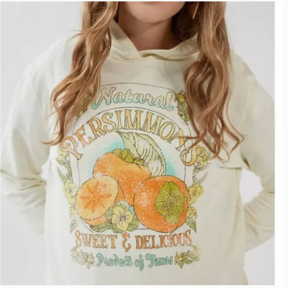 ⭐️Future State Persimmon Shrunken Fruit Orange Chic Girly Hip Hoodie Sweater Top - Picture 2 of 4
